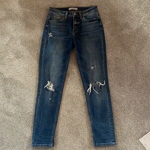 Flying Monkey Distressed Dark Blue Ankle Jeans